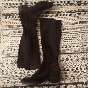 Garnet Hill Brown Suede Riding Boots with Cloth back and zipper